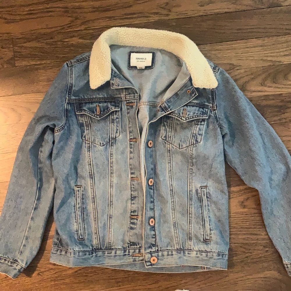 Forever 21 Jean jacket with shearling collar